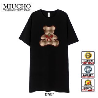 Đầm suông dài tay lỡ, váy suông dáng dài tay vintage nữ cổ tròn chất cotton bigsize DT011 Miucho in hình họa tiết