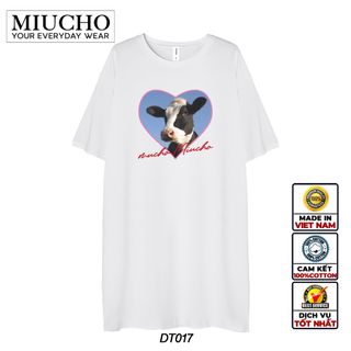 Đầm suông dài tay lỡ, váy suông dáng dài tay vintage nữ cổ tròn chất cotton bigsize DT017 Miucho in brand name