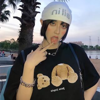 Áo phông palm angels form rộng tay lỡ đẹp, áo thun palm angels form rộng tay lỡ unisex cotton AT106 Miucho in logo