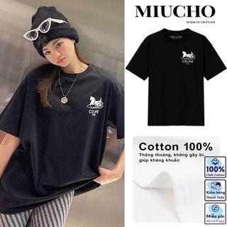 Áo phông nữ form rộng tay lỡ unisex đẹp, áo thun nữ form rộng tay lỡ unisex cotton hàn quốc AT105 Miucho in hình