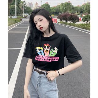 Áo croptop nữ tay ngắn cổ tròn vải thun cotton kiểu hàn quốc CR072 Miucho in hình hoạ tiết