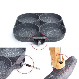 [Mã LIFE1404ALL50K giảm 10% đơn 200K] Chảo Chiên Trứng 4 Ngăn - Chảo Làm Bánh 4 Lỗ Chống Dính- Chống Dính Tay Cầm Gỗ
