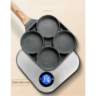 [Mã LIFE1404ALL50K giảm 10% đơn 200K] Chảo Chiên Trứng 4 Ngăn - Chảo Làm Bánh 4 Lỗ Chống Dính- Chống Dính Tay Cầm Gỗ
