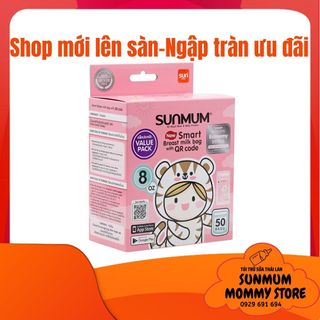 ( MẪU MỚI QR HỒNG ) Túi trữ sữa SunMum 250ml vô trùng gấp 1,5 lần mẫu cũ