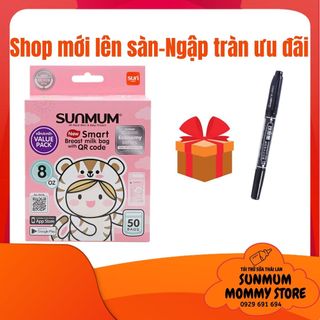 ( MẪU MỚI QR HỒNG ) Túi trữ sữa SunMum 250ml vô trùng gấp 1,5 lần mẫu cũ giá sỉ