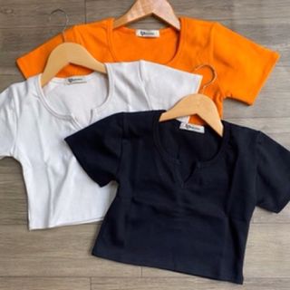 Áo Croptop Tay Ngắn Cổ V