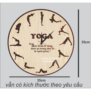 Đồng hồ treo tường kim trôi, trang trí Yoga nghệ thuật khắc logo theo yêu cầu