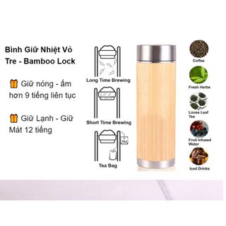 Quà Sinh Nhật BYL/Bình giữ nhiệt vỏ tre BAMBOO khắc tên theo yêu cầu /Quà tặng bạn thân giá sỉ