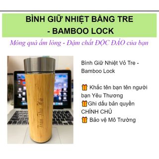 Quà tặng BYL/Bình giữ nhiệt vỏ tre BAMBOOVN khắc tên theo yêu cầu /Quà tặng sinh nhật giá sỉ