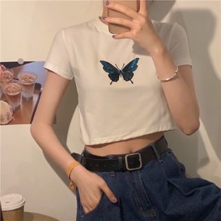ÁO CROPTOP THÊU BƯỚM av