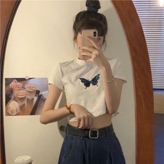 ÁO CROPTOP THÊU BƯỚM av