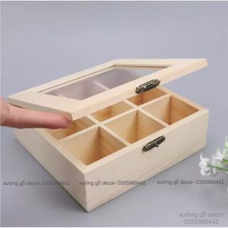 Hộp Gỗ Đựng Đồ Chia Ngăn Trang Trí Đựng Trà, Bánh, Trang Sức- Hộp Gỗ Quà Tặng - Woody Box giá sỉ