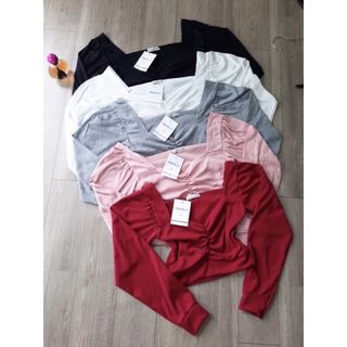 ÁO CROPTOP NHÚN NGỰC TAY BO al