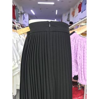 Chân váy xếp ly đen cao cấp vải cát len CVXD006