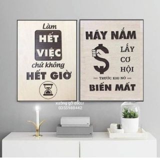 [ Rẻ ] Combo 2 Tranh Gỗ Treo Tường Tạo Động Lực Làm Việc Văn Phòng. giá sỉ