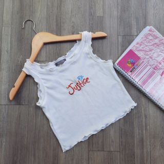 Áo croptop cuốn biên thêu chữ JuShce