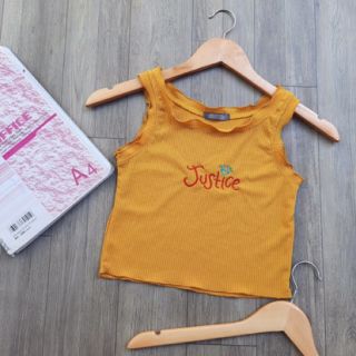 Áo croptop cuốn biên thêu chữ JuShce