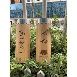 Bình giữ nhiệt vỏ tre/Quà tặng sài gòn BYL/ Bình đựng nước nóng, lạnh