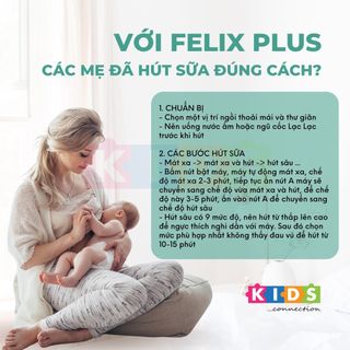 Combo Máy hút sữa Điện đôi Felix PLUS 9 cấp độ hút chuyên sâu + Có Pin Sạc+Áo Rảnh Tay Hút Sữa+Tặng 5 túi trữ sữa 250ml
