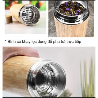 Bình giữ nhiệt vỏ tre/Quà tặng sài gòn BYL/ Bình đựng nước nóng, lạnh