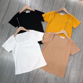 Áo Phông Cổ Vuông Mềm Mát Siêu Xinh