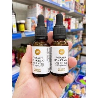 Vitamin D3 K2 Mk7 NATURAL Đức 20ml Cho Bé, Cho Trẻ Sơ Sinh Từ Sơ Sinh Đến 4 Tuổi Dạng Nước Uống 20ml