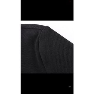 Áo thun croptop cổ cao thun gân dây khoá giọt lệ