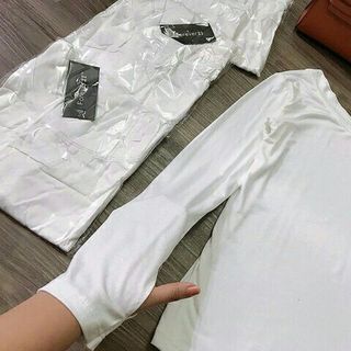 ÁO LỆCH VAI XỎ NGÓN COTTON CAO CẤP ( Trắng/Đen )