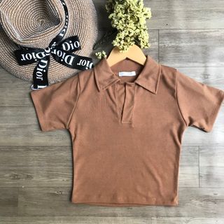 Áo croptop cổ bẻ chất TC