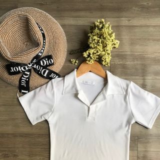 Áo croptop cổ bẻ chất TC