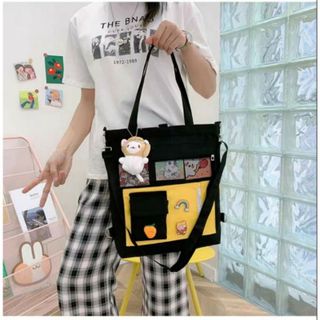 Túi tote thời trang đi học - Hộp phối lưới