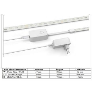 Bộ LED dây thông minh Điện Quang Apollo ĐQ SLS1.1 02 WiFi 2 mét, Công suất tối đa 12W