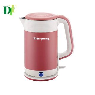 Ấm đun nước cao cấp Điện Quang EKT10 ( 1800W, 1.8L, inox 304, vỏ 2 lớp, có chức năng giữ ấm, màu đỏ mận )