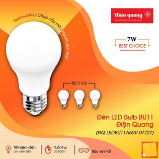 Đèn LED bulb BU11 Điện Quang ĐQ LEDBU11A70 07727 (7W, Warmwhite, chụp cầu mờ)