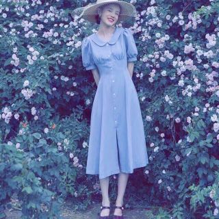 Đầm blue form dài cổ sen v2 (kèm hình thật)