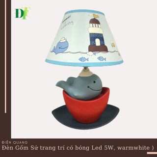 Đèn Gốm Sứ trang trí Điện Quang ĐQ DL16 WW ( Thân hình cá voi xanh, có bóng Led 5W, warmwhite )