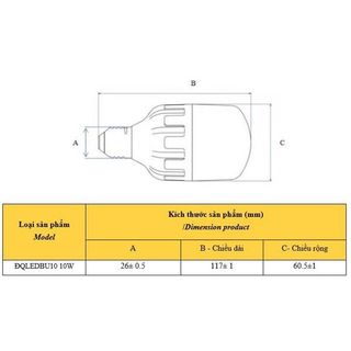 Đèn LED bulb công suất lớn Điện Quang ĐQ LEDBU10 10W, chống ẩm