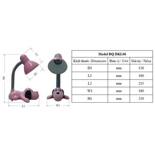 Đèn bàn Điện Quang (ĐQ DKL06 B) kiểu con chó, hồng, có bóng