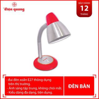 Đèn bàn Điện Quang ĐQ DKL02 ( Chóa inox, đỏ trắng warmwhite)