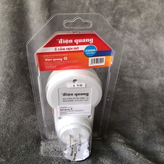 Ổ cắm hẹn giờ Điện Quang ĐQ ESK MT06 WBL 13 ( Điều chỉnh cơ, 1 lỗ - 3 chấu, trắng – đen )