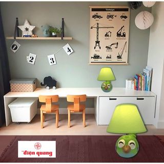 Đèn ngủ để bàn gốm sứ Điện Quang DL14 (Thân hình chim đỏ, bóng Led 5W, warmwhite)