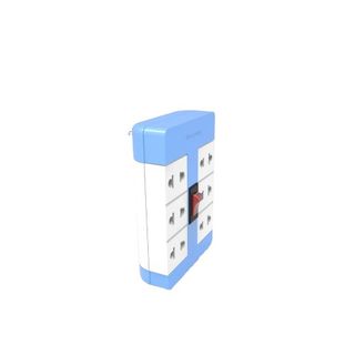 Ổ cắm xoay 90º Điện Quang ĐQ ESK RT 6BW (6 lỗ, màu xanh trắng)