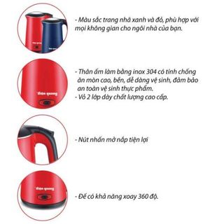 Ấm đun nước cao cấp Điện Quang EKT09 (1500W, 1.5L, inox 304, vỏ 2 lớp, có chức năng giữ ấm)