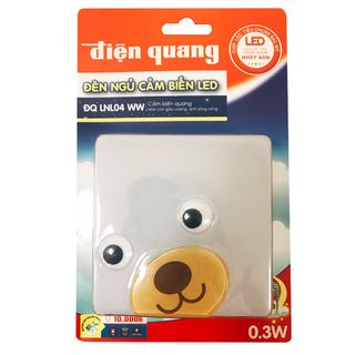 Đèn ngủ LED cảm biến quang Điện Quang LNL04 (Cảm biến quang, con gấu vuông, ánh sáng vàng)
