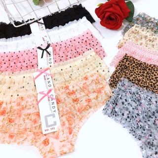 Quần Lót Candy 303 Họa Tiết Phối Ren Xếp Ly