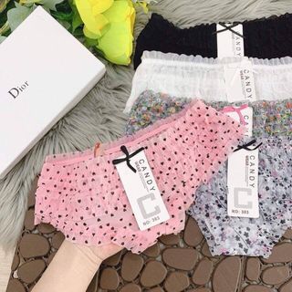 Quần Lót Candy 303 Họa Tiết Phối Ren Xếp Ly