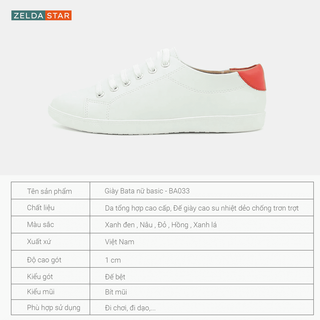 Giày Sneaker Nữ Trắng Phối Màu Viền Gót Phong Cách BA0331220 - Zelda Star