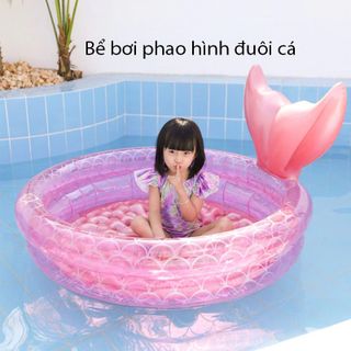 Bể bơi phao/Phao bơi có gắn đuôi cá màu hồng dễ thương