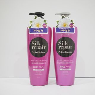 Dầu Gội Và Dầu Xả Cho Tóc Hư Tổn ELASTINE SILK REPAIR PERFECT SHINING GOLD SILK 550ml