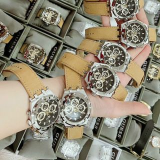 ĐỒNG HỒ GUEESS NÂU DA LỘN NAM SIÊU CẤP NEW